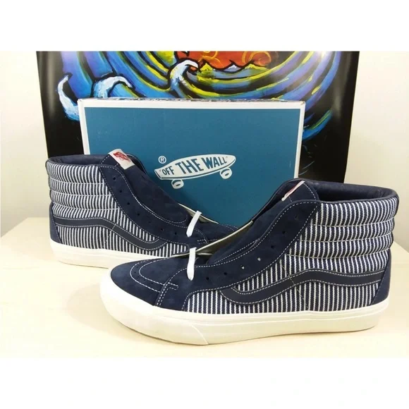 Vans Blue reissue Parisian night sk8-hi High-Top Sneakers Vault, Rare, size 12 - Picture 1 of 12
